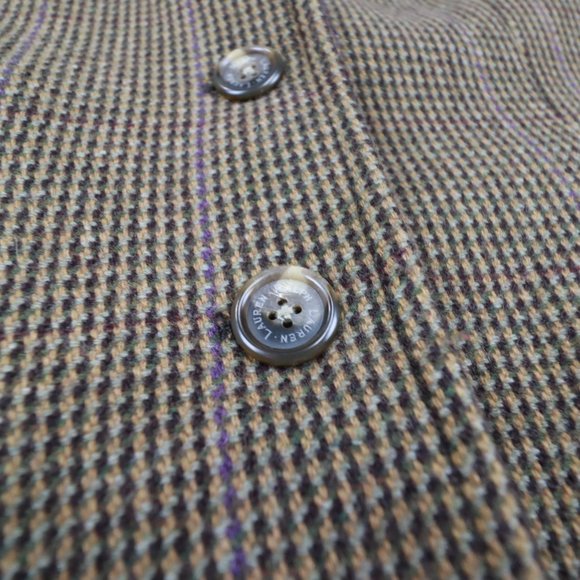RALPH LAUREN BROWN PURPLE MULTI HOUNDS-TOOTH BLAZER JACKET SIZE 12 - Picture 7 of 15